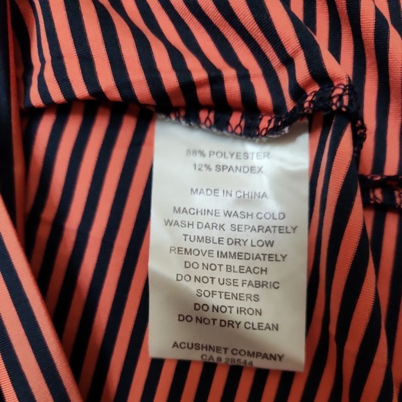 Footjoy FJ Golf Polo Shirt Mens Large Blue Peach Striped Performance Stretch - Picture 5 of 8